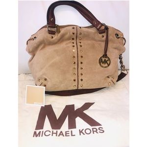 Brand New Michael Kors Tan Suede & Gold Purse!